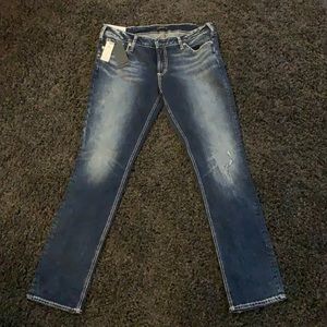 Silver Jeans Dark, Distressed NWT Sz 32
